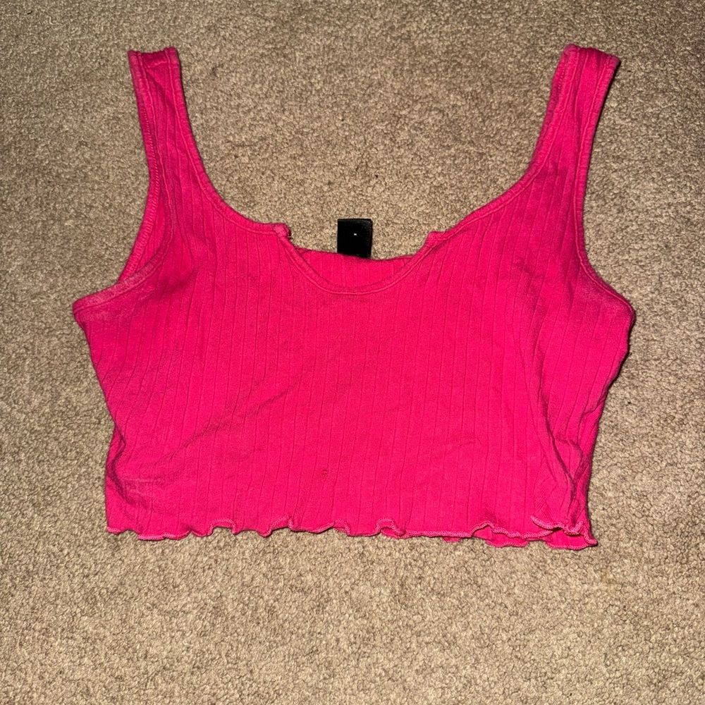 SHEIN Hot Pink Ribbed Crop Top